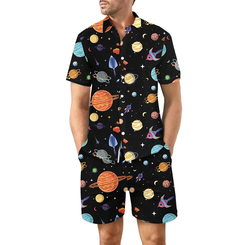 New Summer Fruit Pineapple 3D Print Men Shirt Sets Short Sleeve Shirt Oversized Beach Shorts Streetwear Hawaiian Outfit Clothes