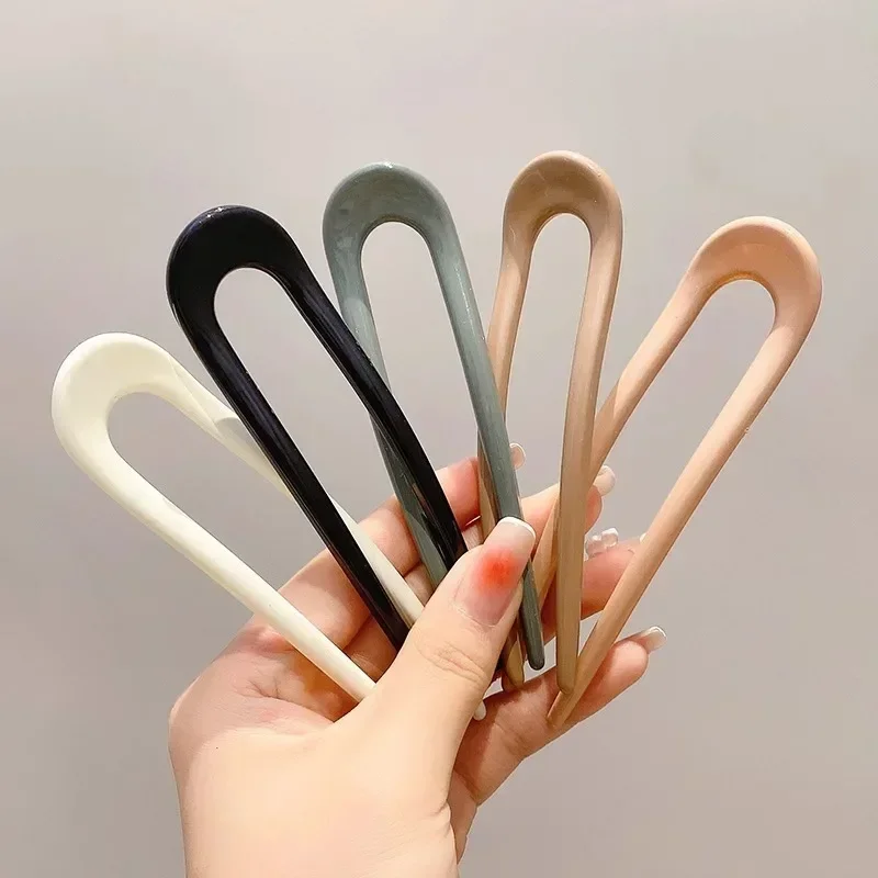 Fashion Candy Color Hair Sticks for Women Large U Shape Hair Pin Girls Elegant Hairpins Hair Bun Maker Headwear Accessories