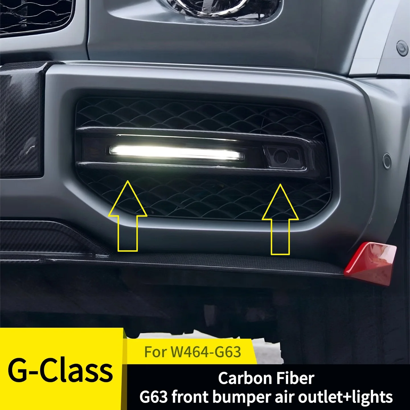 Dry Carbon Fiber Front Bumper Grille Vent Led Drl Daytime Running Light For Mercedes Benz G-Class W463A W464 G63 2019-2024 Model