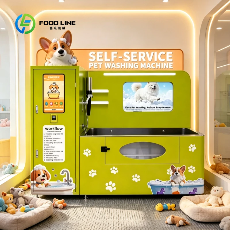 Customized Cartoon Pattern Automatic Pet Cleaning Bathing Vending Machine 24H Commercial Self Service Dog Pet Bathing Machine