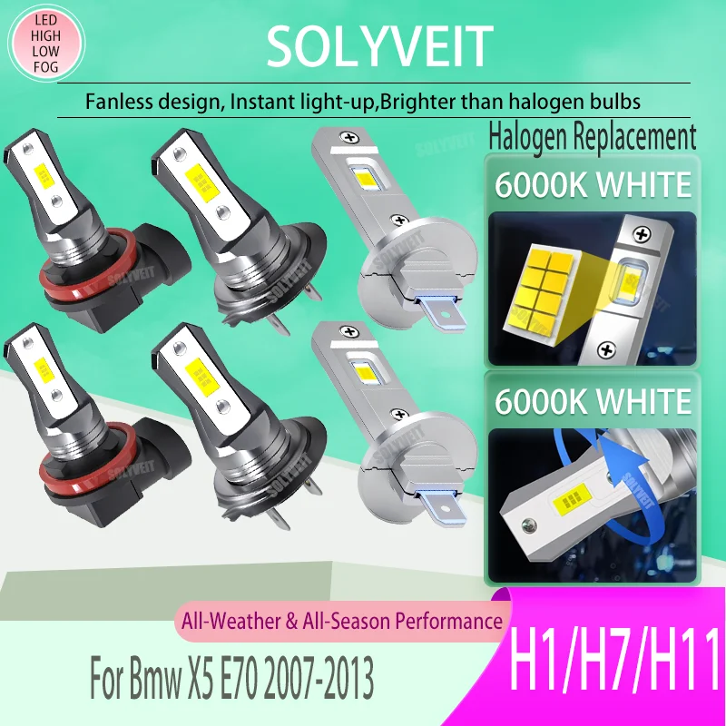 

Умные светодиодные фары H1/H7/H11 High Low Fog: премиальное освещение, минимальные усилия для установки. Для BMW X5 E70 2007-2013 годов.