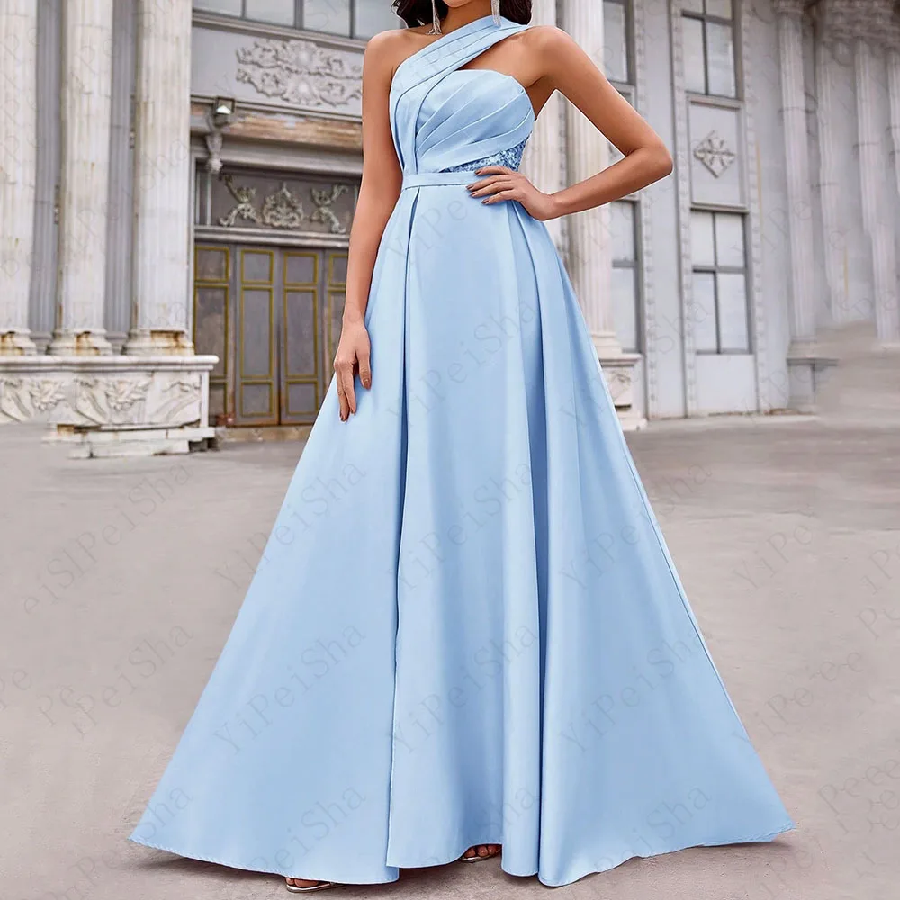 ที่กําหนดเอง A-Line ชุดราตรียาวไหล่ชุดราตรีแฟชั่นคริสตัลจีบง่าย Draped ชุดราตรี