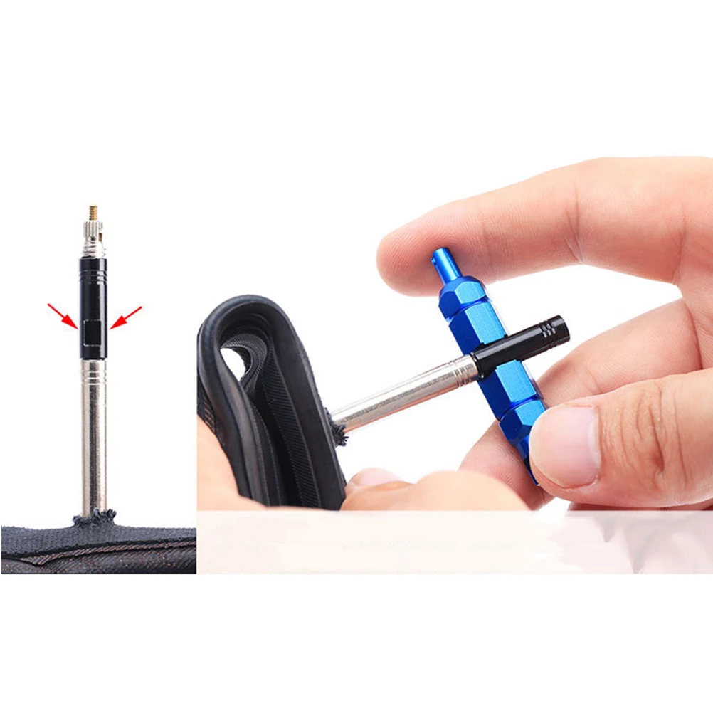 

2Pcs Gas Nozzle Wrench Core Tool Blue Aluminum Alloy Anti-Slip Removal Tool for French American Valve Inner Tube Disassembly