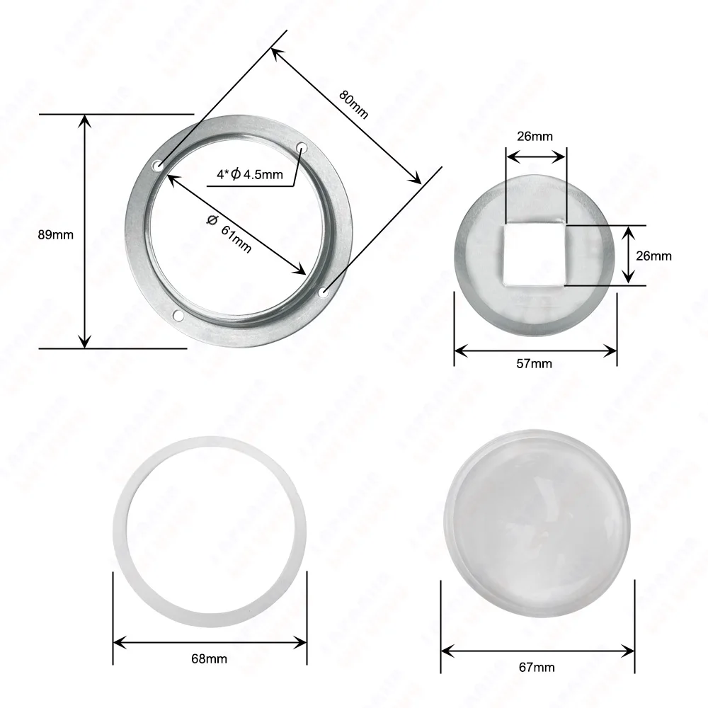 30 45 60 90 120 Degrees LED Lens Optical Glass 67mm+Reflector Collimator+Fixed Holder For 20W 30W 50W 100W High Power COB Chip