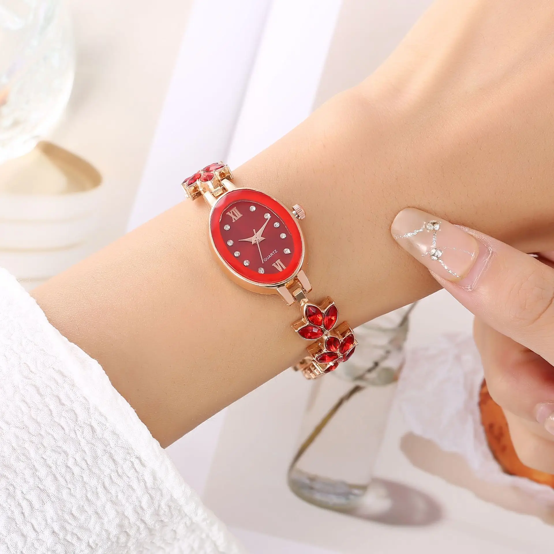 Fashion Wheat Ear Bracelet Watch Violet Petals Luxury Jewelry Women\'s Watch For Gift