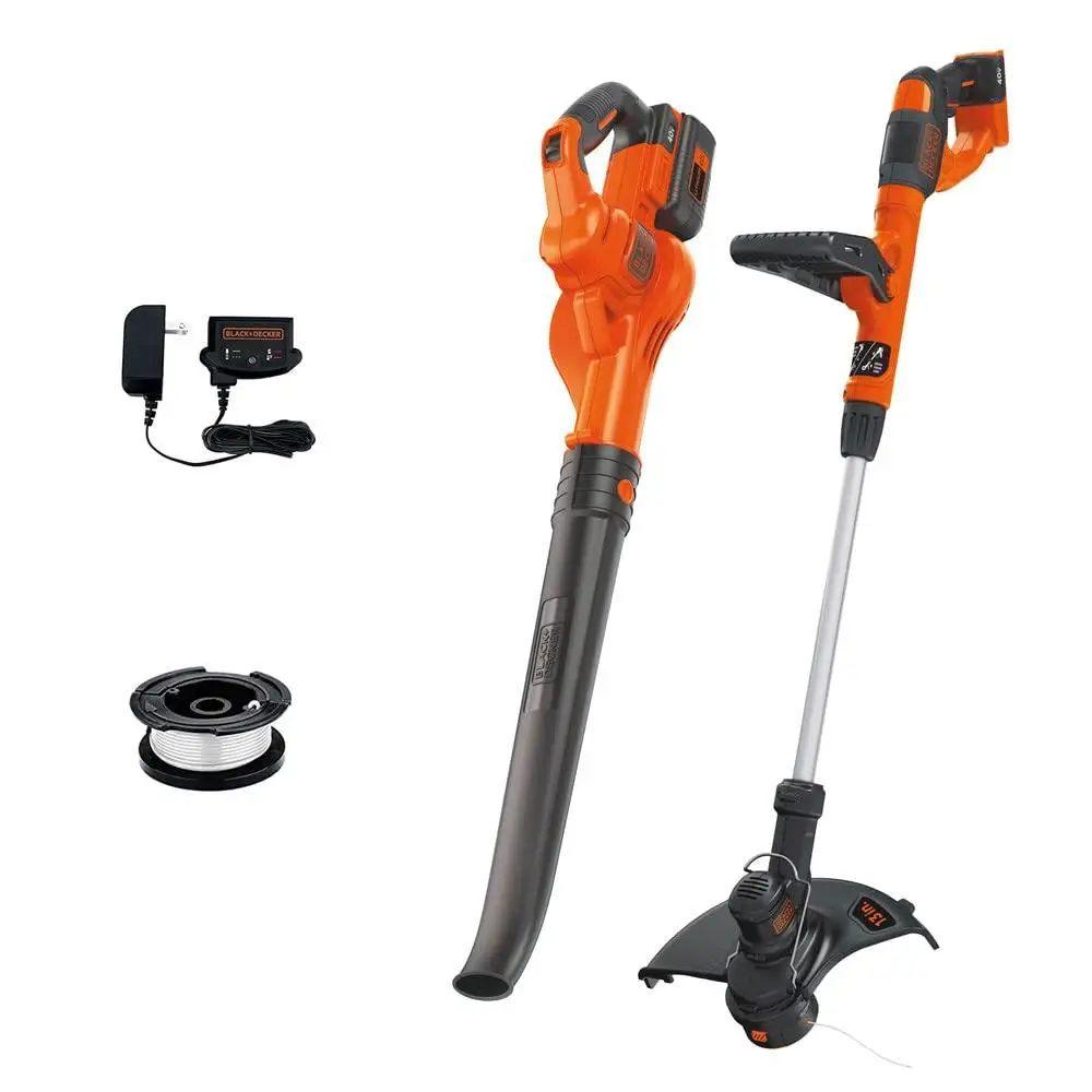 Wireless String Trimmer & Sweeper Set High Torque Transmission Automatic Feed Spool 130MPH Wind Speed Low Noise Design Battery