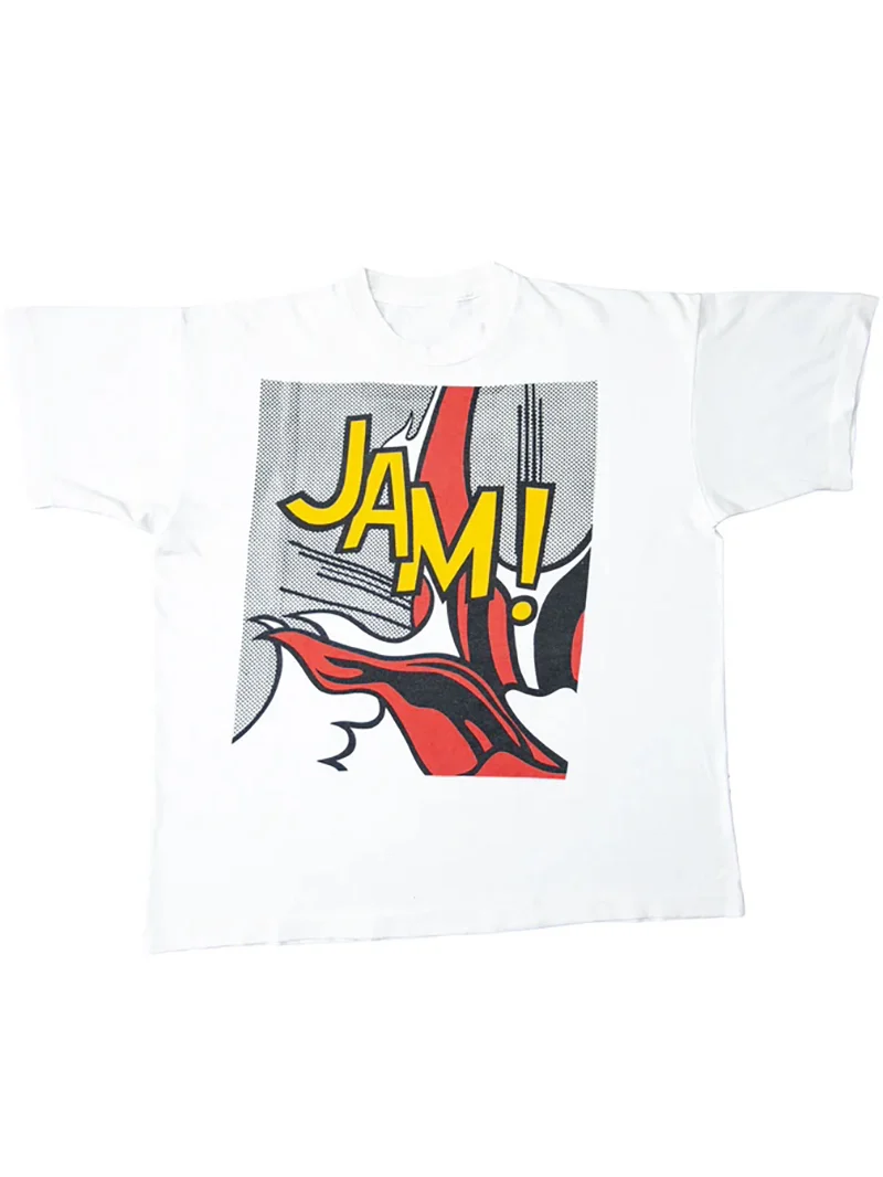 Oversize Short Sleeve Pure Cotton Straight Spray T-Shirt Unisex Rock Style High Street Jam Band Print Breathable Sweat Absorbent