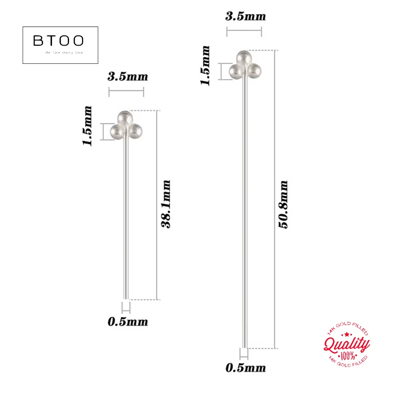 

925 Sterling Silver 3 Ball Headpin Bulk DIY Jewelry Findings Wholesale