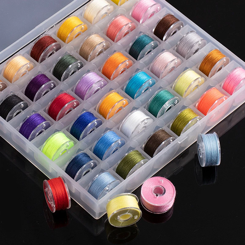 [YU] เย็บ Bobbins กล่องชุดจักรเย็บผ้า Bobbin Multicolor Thread SPOOL Stitch Machine Spools อุปกรณ์เย็บผ้า