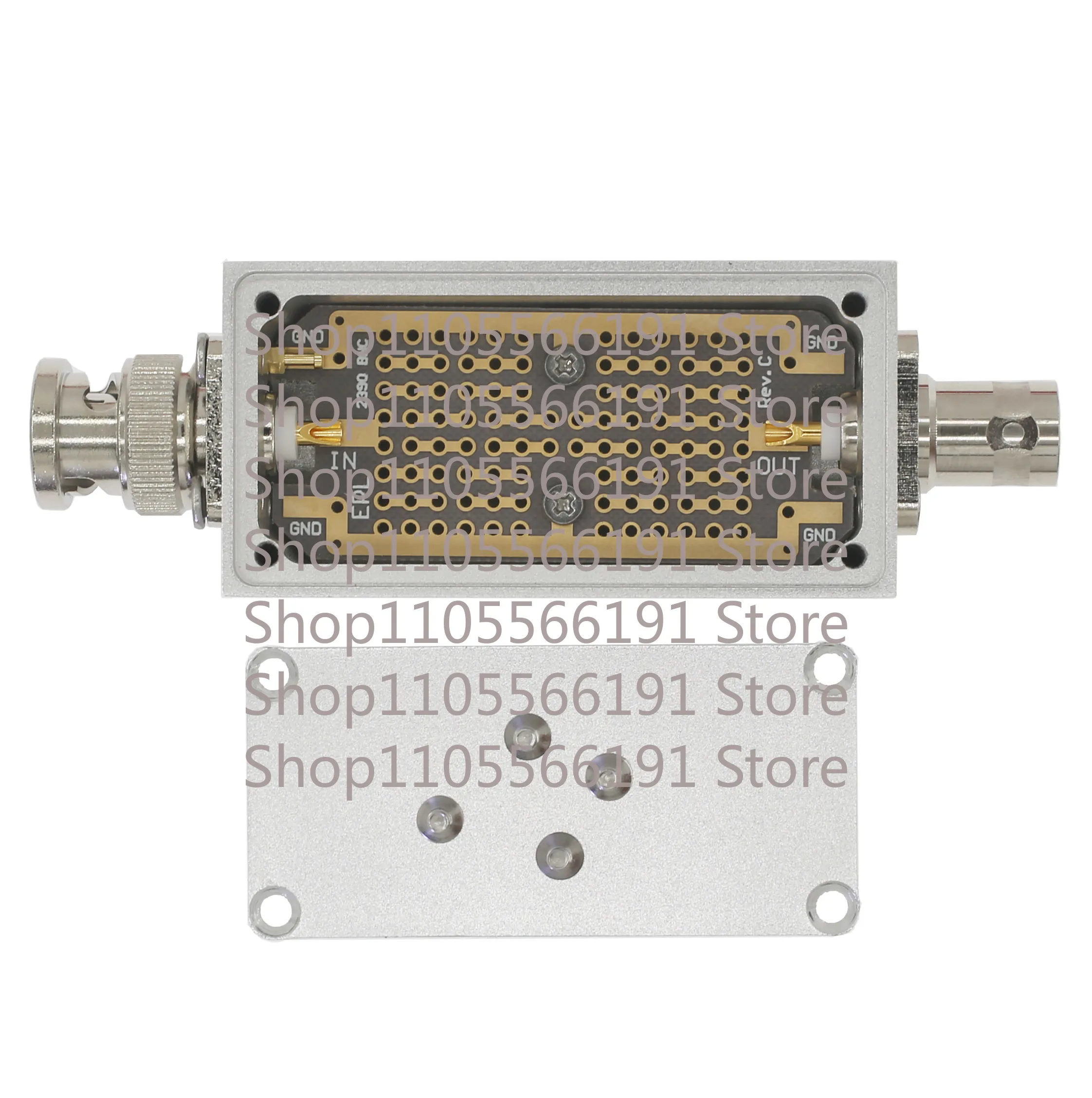 AL2391 coaxial male BNC to female shielded aluminum box Al M-F impedance matching bandpass fil-ter DIY
