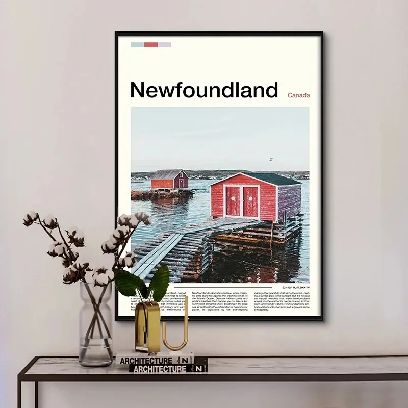 TBanff British Columbia Montreal Toronto Newfoundland Landscape Minimalist Poster and Print Wall Art for Living Room Home Decor
