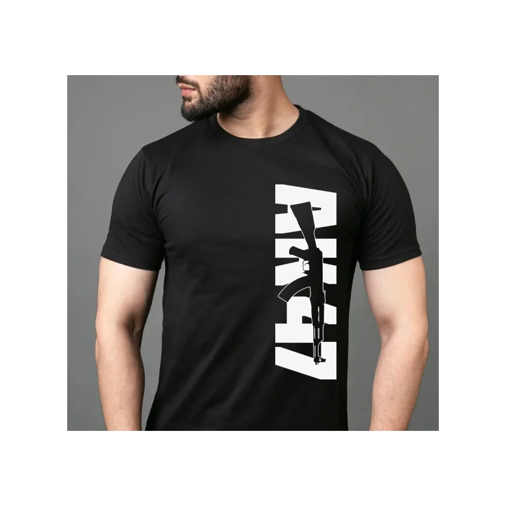 AK 47 Military Training Tactics Brand Graphic Tee Cotton Mens Womens T-Shirt Outdoor Top