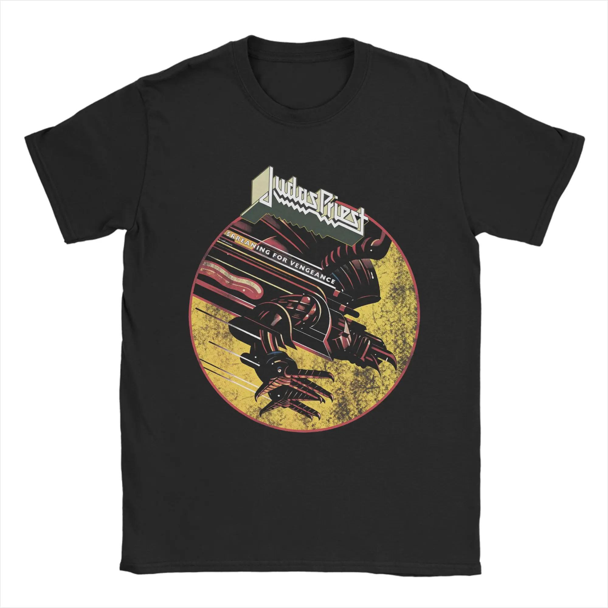 

Британская метал-футболка Judas Priest, летняя, в стиле хип-хоп, мужская, хлопковая, с круглым вырезом, больших размеров до 5XL, базовая футболка с коротким рукавом