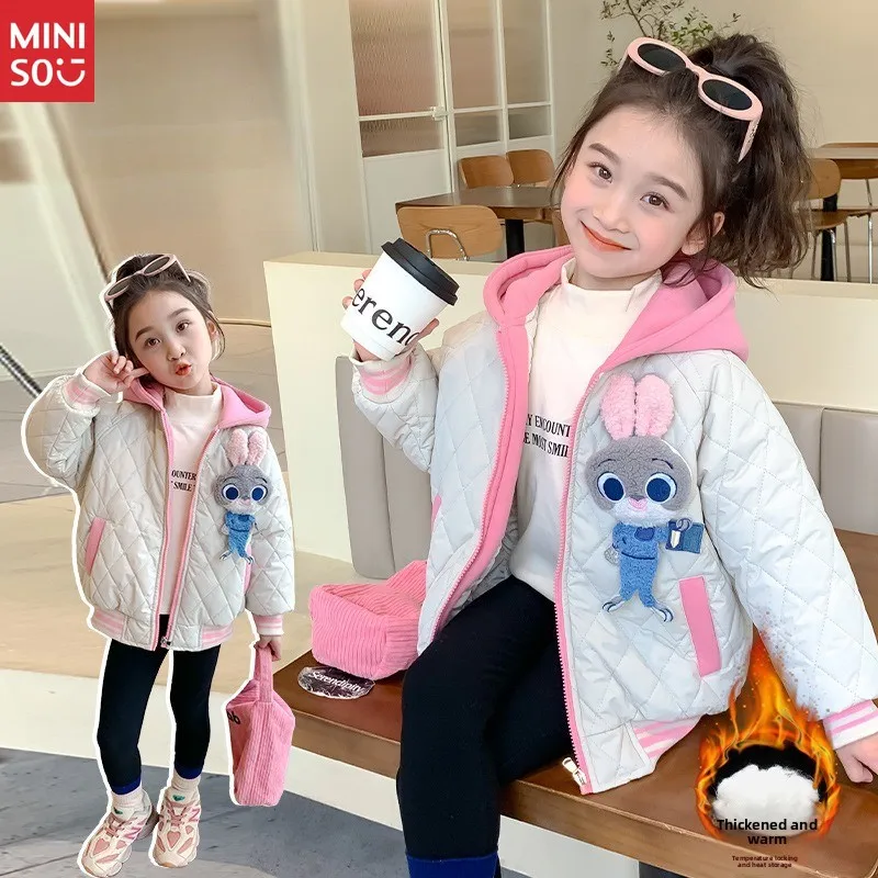 

Disney Girls' Bunny Plush Toy Jacket 2025, Detachable Rabbit on Hood, Quilted Lightweight Winter Coat