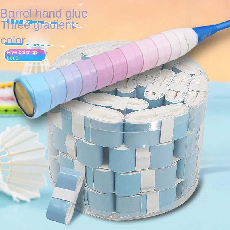 مصفق كرة الريشة 3 ألوان متدرجة 60 برميل كامل غير مسامية ومضاد للانزلاق غراء مسطح مرن ممتص للعرق حزام قبضة الحزام