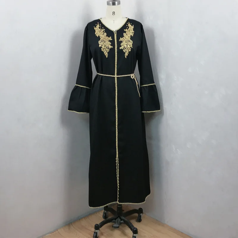 

Muslim Dress Middle East Dubai Fashion Long Robe Beading Abayas for Women Casual Vestidos Arabes Dubai Y Turcos