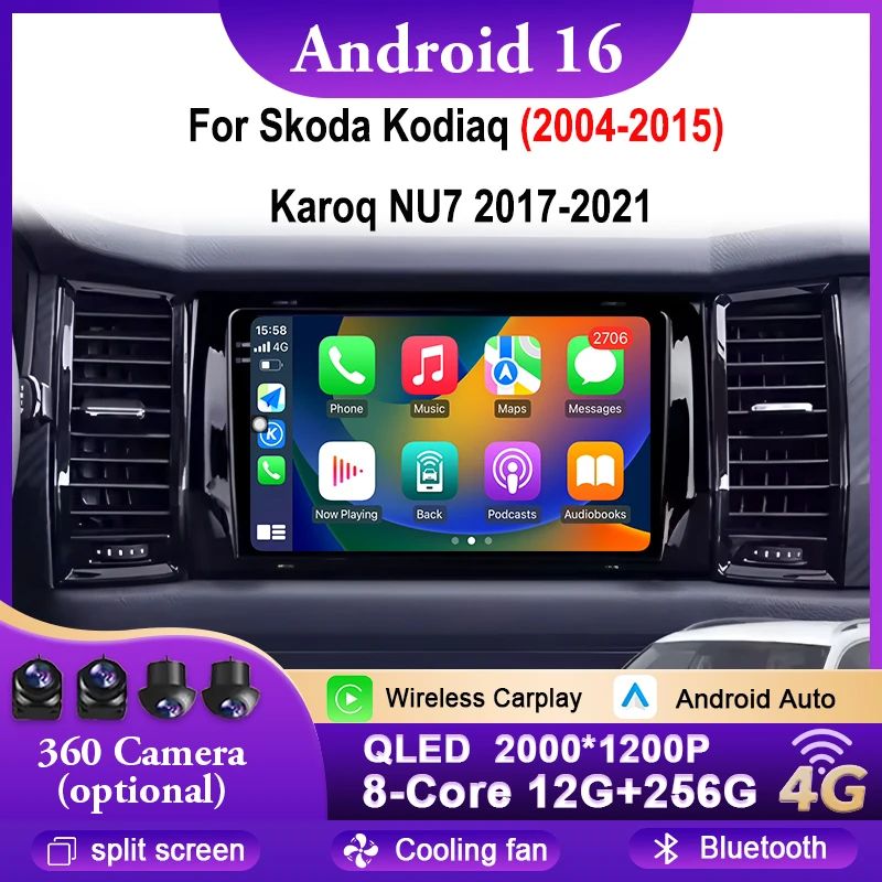 

Android 16 For Skoda Kodiaq 2004-2015 Karoq NU7 2017-2021 Car Radio Multimedia Stereo Player GPS Navigation 4G WIFI Bluetooth