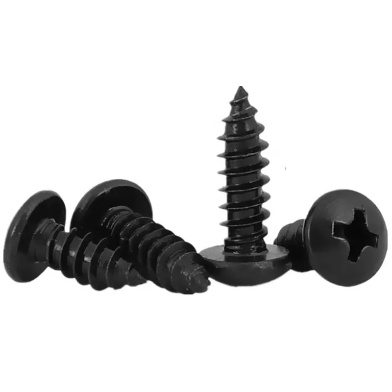 10Pcs Cross Phillips Self-Tapping Screw M4X12 Round Head Wood Screws Laptop Accessories Repair Tool Black Tornillos Parafusos