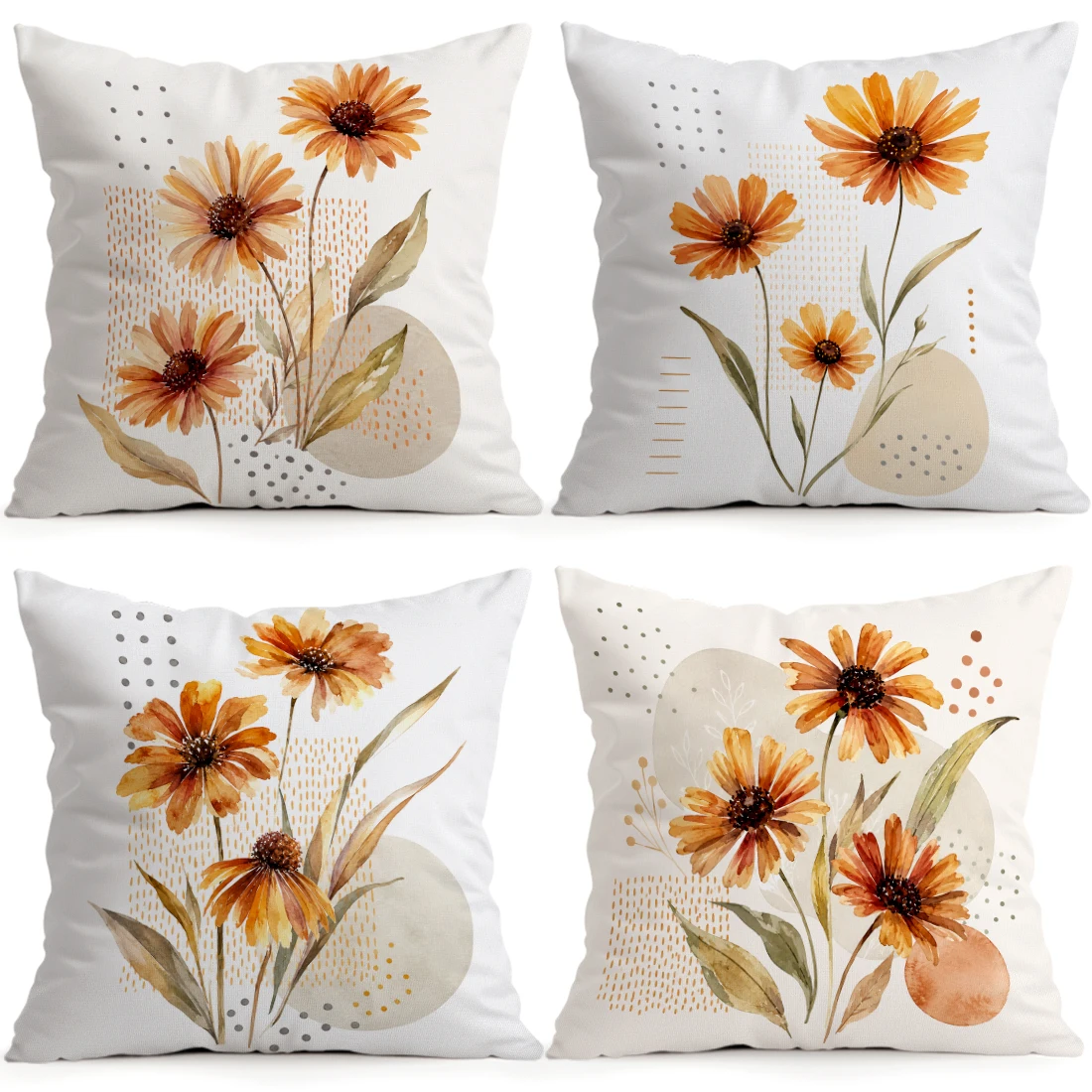 Autumn Chrysanthemum Pillowcase Printed Polyester 40/45/50cm Throw Pillowcover Decorative Sofa Cushion Pillowslip Home Decor