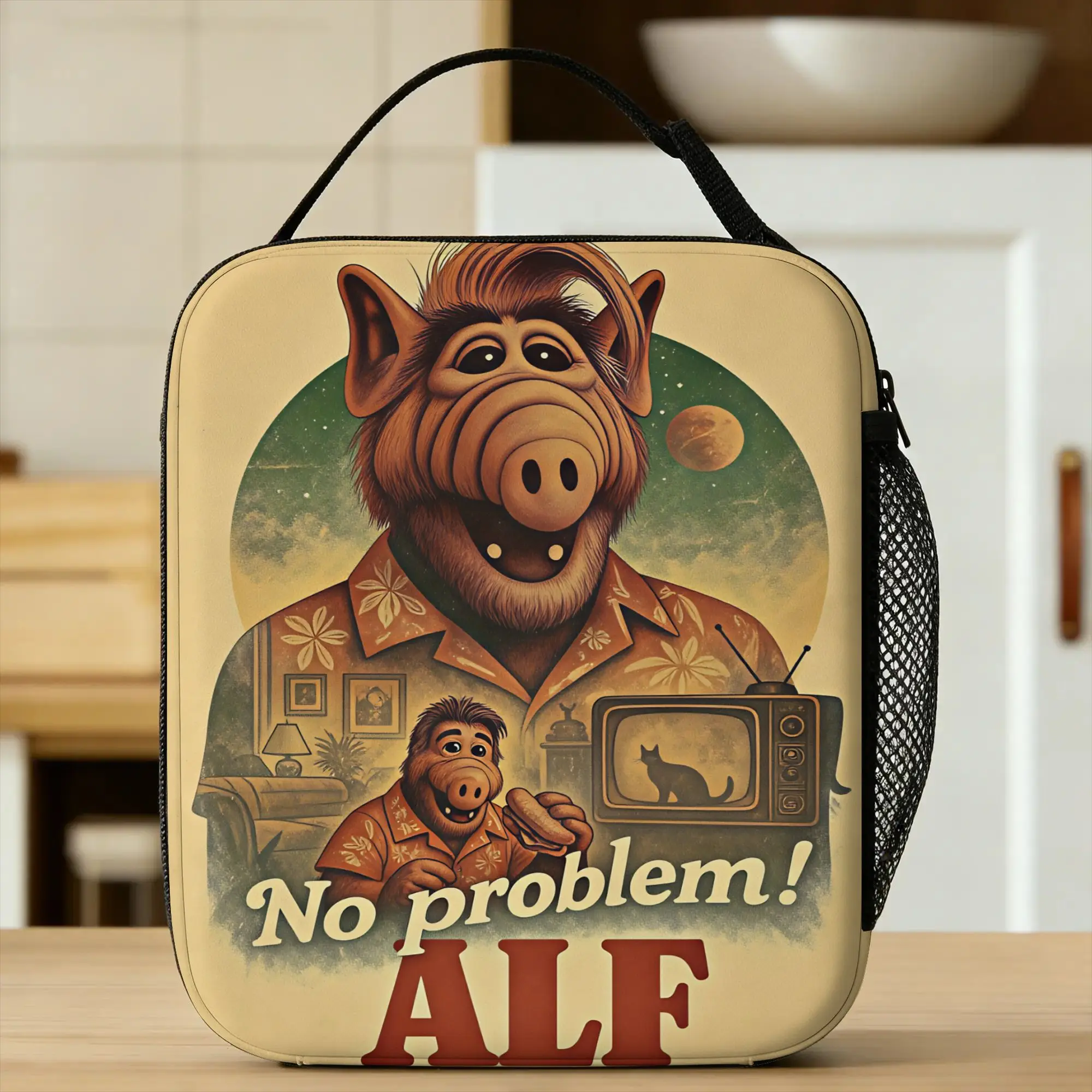 ALF Alien Life Form Lunch Bag para adultos, lancheira com design gráfico, bolsa térmica estética para viagem, bolsa térmica portátil de Oxford