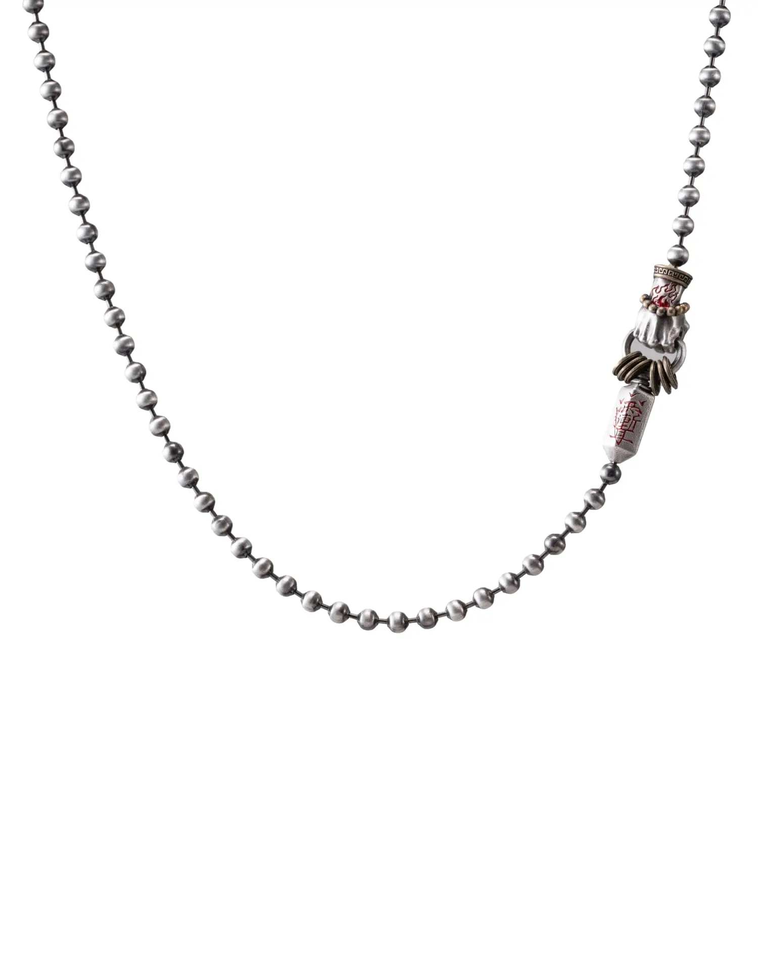 COPPERTIST.WU Masterblade Talisman Ball Chain Necklace 4mm 925 Sterling Silver Necklace Gift for Men Women