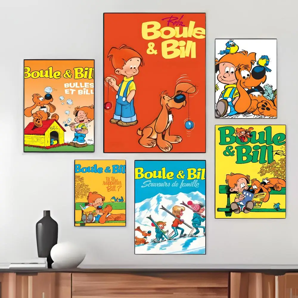 Cartoon B-Boule et Bill Poster Pegatina artistica HD autoadhesiva impermeable para salon dormitorio