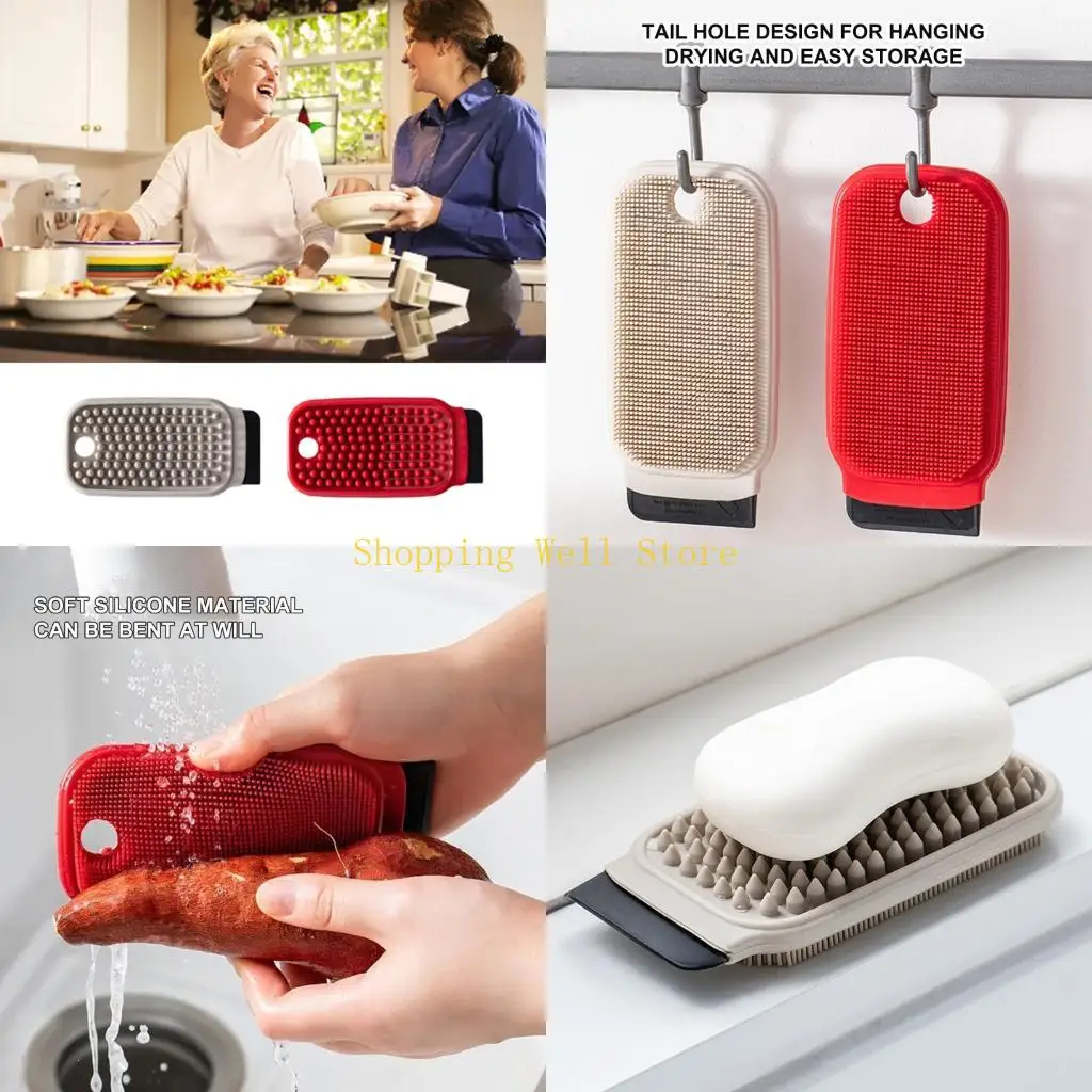 KX4B Multi Functional Fruit and Vegetable Household Cleaning Brush, Kitchen Plate Cleaning Brush, Household Washing and Scraping
