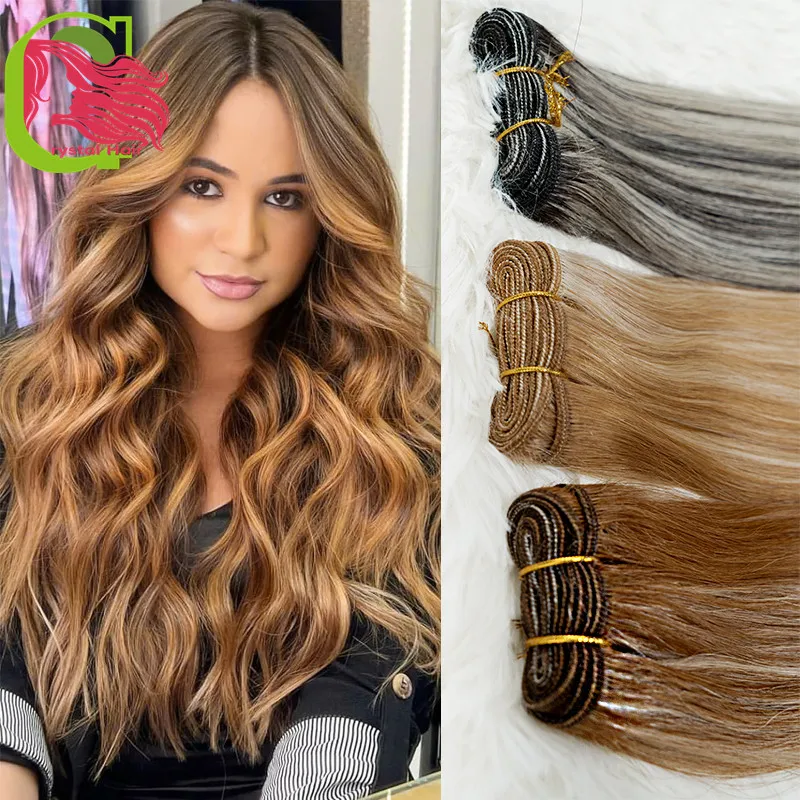 Extensiones de cabello humano 100%, mechones de pelo sin procesar, liso, venta al por mayor