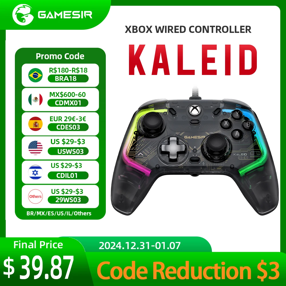 GameSir Kaleid Xbox Controller Wired Gamepad with Hall Effect Joystick for Xbox Series X, Xbox Series S, Xbox One game console