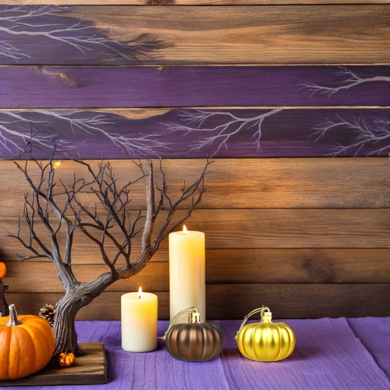 

24Pcs Plastic Pumpkin Ornaments for Decorating Harvest Festival Thanksgiving Halloween Fall Tree Decor Home Decor Hanging