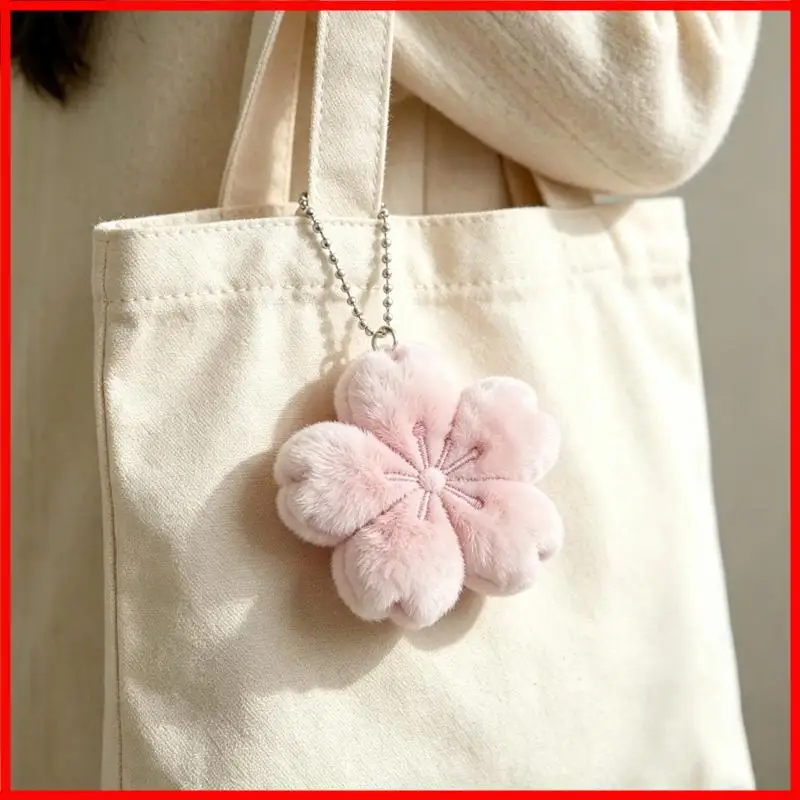 3XUA Delicate Floral Plush Chain Decoration Sakuras Keychain Charm Perfect Present For Teens Adults And Fashion Lovers