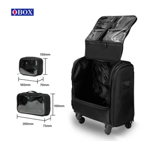 Professional Makeup Artist Train Case Rolling Makeup Case Trolley Cosmetic Suitcase Trolley Travel Cosmetic Bag Brush Organizer