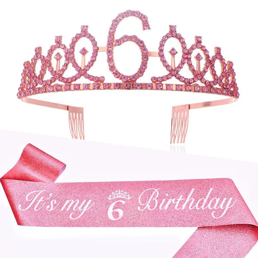 Geburtstags-Tiara-Krone-Schärpe für Frauen und Mädchen – „Es ist mein 4., 5., 6., 7., 8., 9., 10., 11., 12., 13., 15., 16. Geburtstag“ – Partydekoration – Detail 9