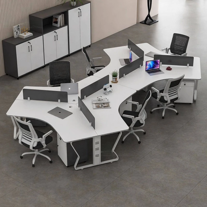 

Creative design office desk workstation special-shaped modern white Computer desk minimalist multifunctional scrivania furniture