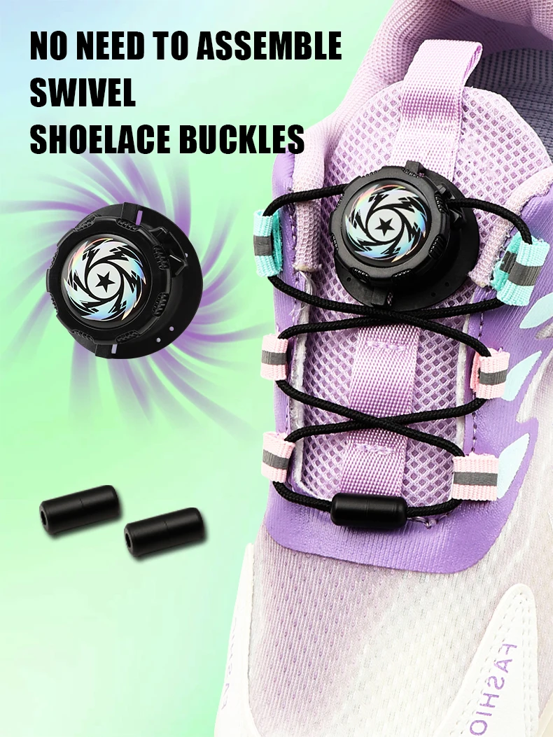 Drehbare Schnallen-Schnürsenkel, dicke Schnürsenkel, automatische Schnürsenkel ohne Binden, schwarz-weiß, einfache Installation, Sneaker-Schnürsenkel, Schuhzubehör. – Detail 1