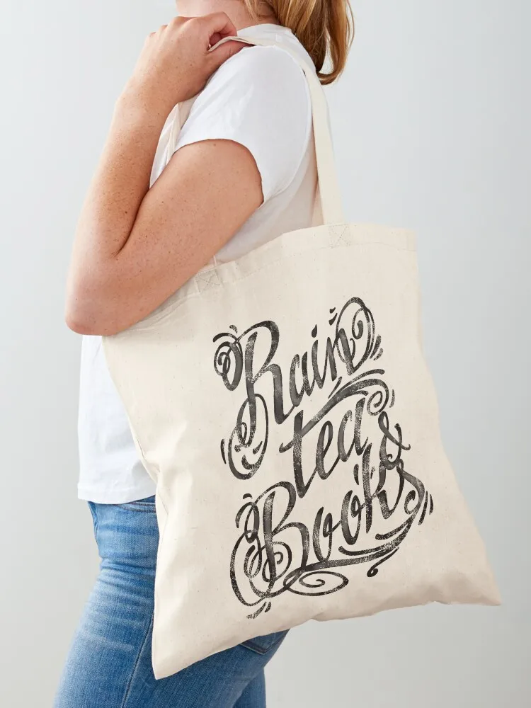 

Rain, Tea, Books -lettering only- Tote Bag Women's beach bags shopper bag woman Handbags women bags luxury women