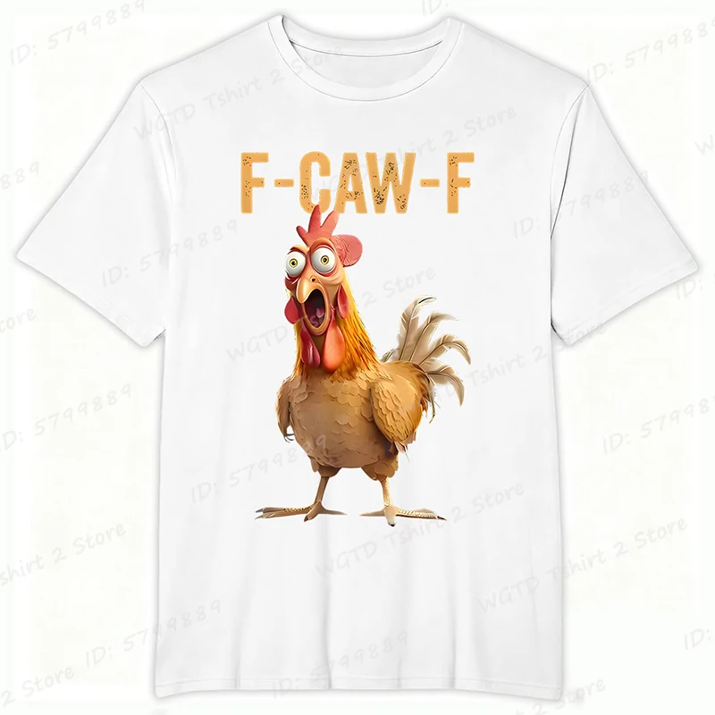 مضحك F Caw F الدجاج FCAWF الدجاج تي شيرت الرجال مضحك الفكاهة تي شيرت طاقم الرقبة قصيرة الأكمام تي شيرت هدية فكرة الملابس #4