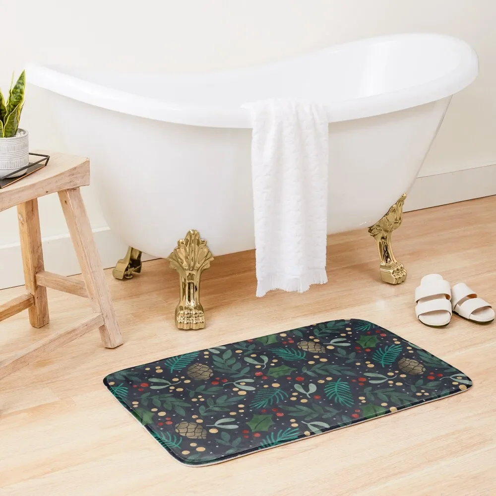 

Christmas florals Bath Mat Carpet For Bath Bathroom Use Mat