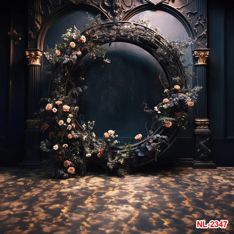 Latar belakang potret dewasa, gambar hutan luar ruangan bentuk melengkung bunga, dekorasi upacara pernikahan fotografi