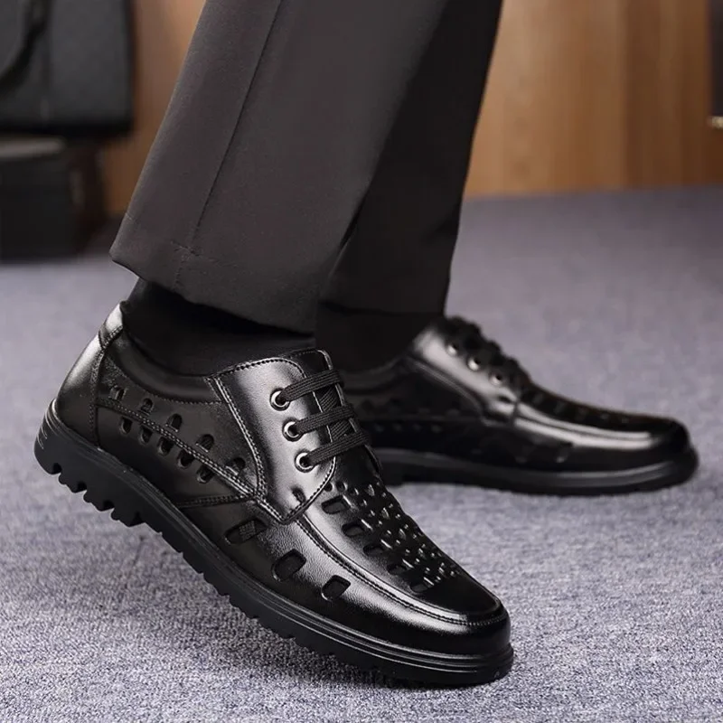 

Полые мужские сандалии из мягкой кожи, распродажа из ПВХ, новая мода, уличная летняя обувь, низкая цена, скидка, оптовая продажа, мужская обувь