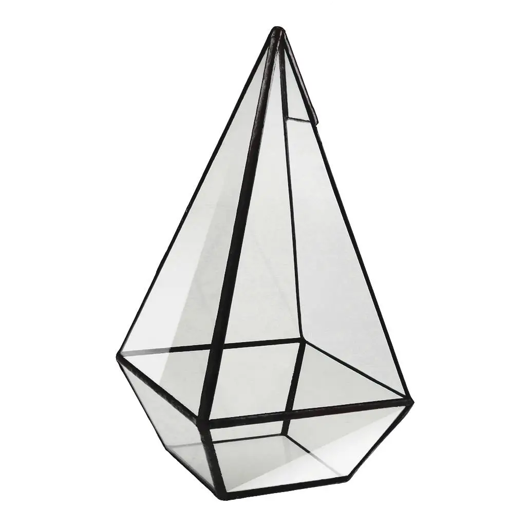 Geometric Glass Terrarium Tabletop Plant Holder Art Deco Planter Box for Home and Office