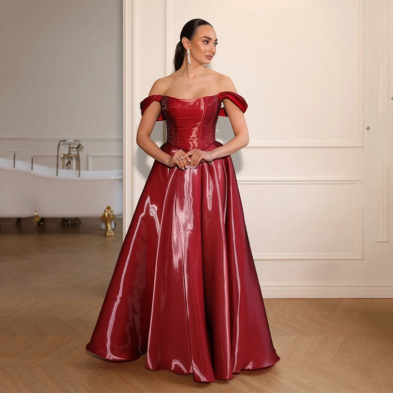 

Thinyfull 2026 A-Line Prom Dresses Off The Shoulder Floor Length Evening Dress Formal Night Cocktail Party Prom Gowns Customized