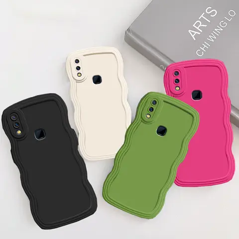 Redmi Not 7 Sevimli Kıvırcık Dalgalı Tampon Yumuşak TPU Kılıf Kapak Xiaomi Mi 8 Lite A2 9 Şeker Renkli Kamera Koruma Telefon Çapa