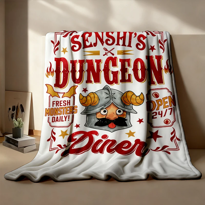 Senshi's Dungeon Diner Flannel Throw, Dungeon Meshi Anime Cozy Blanket, Kawaii Japanese Warm Blanket