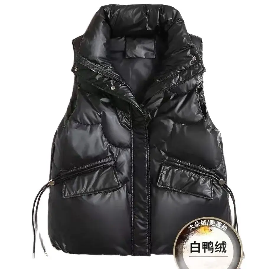 

Down Cotton Women's Vest Korean Version Loose Wild Down Jacket Women's Vest 2022 New Stand Collar Vest Student Keep Warm Coat