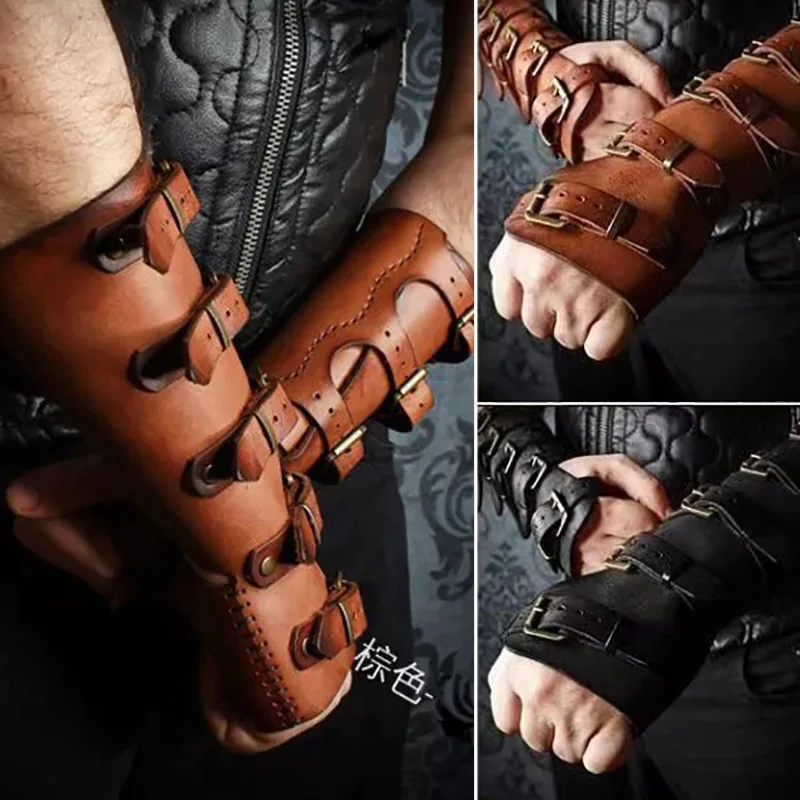 Средневековый браслет викингов Gauntlet Vambrace, наручные манжеты, доспехи, стимпанк, готическая кожаная перчатка, LARP, мужской костюм рыцаря,