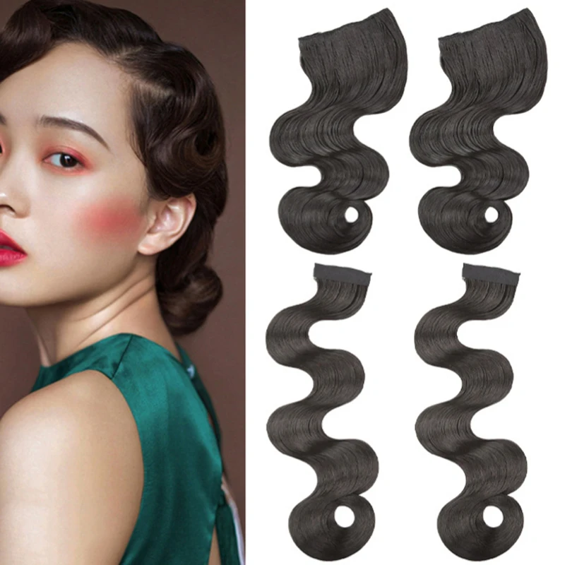 Synthetic Vintage Hand Pushed Ripple Fake Bangs Republic Of China Style Wave Head Wig Piece Antique For Women