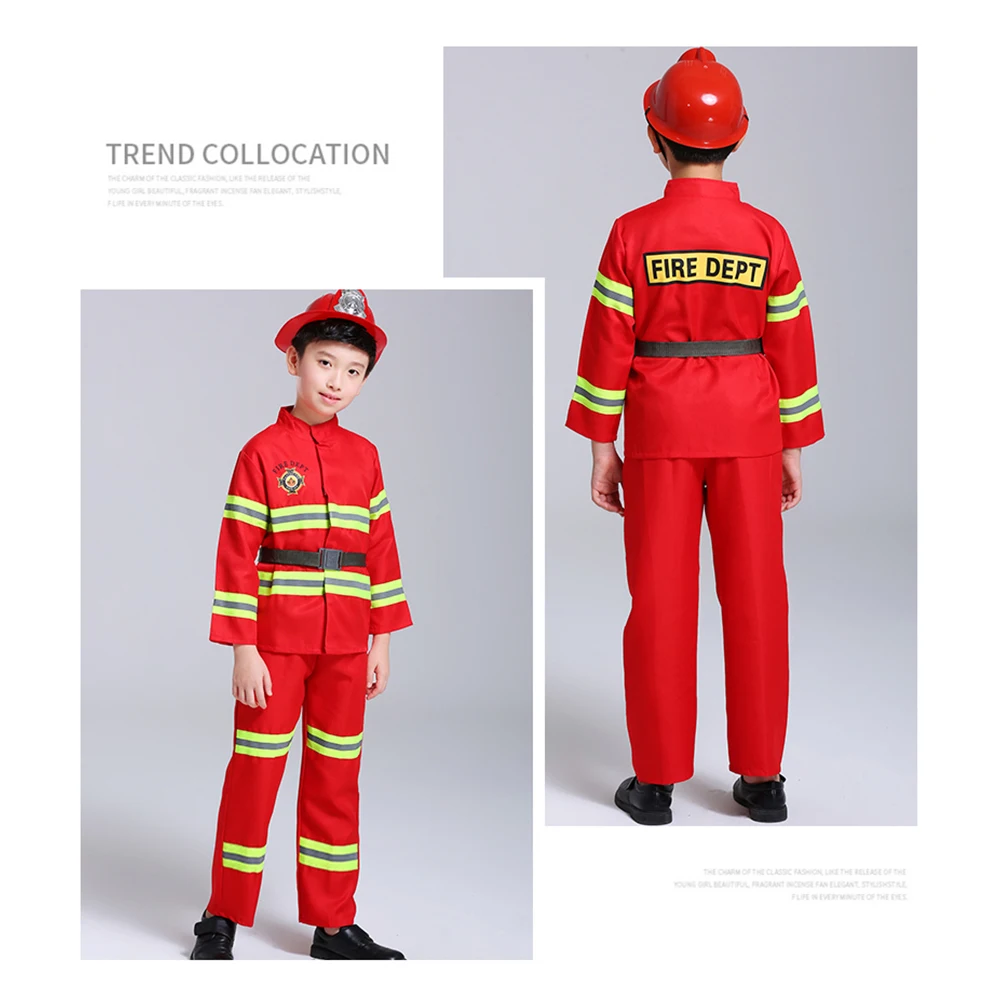 Halloween Costume for Kids Firefighter Uniform Children Sam Cosplay Fireman Role Play Fancy Clothing Boy Fancy Party