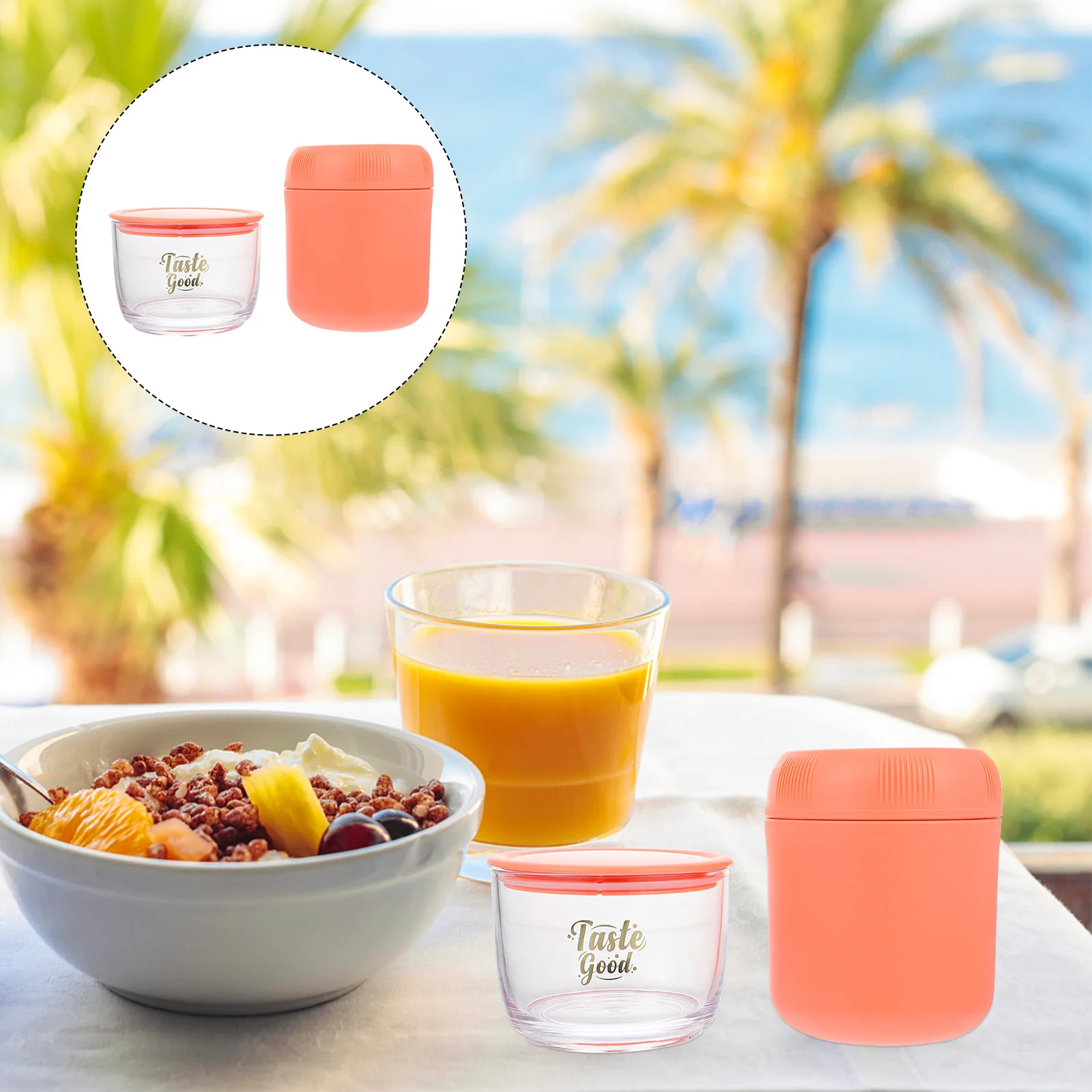 

1 set Children Breakfast Cup Durable PP AS Material Safe Combined Design Portable Kids Food Storage Box Spoon Included