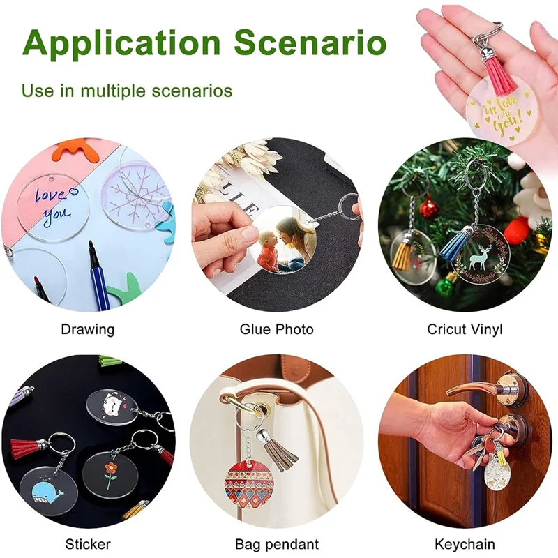 Набор акриловых прозрачных брелоков нового дизайна с кисточками для ключей, кольца для прыжков